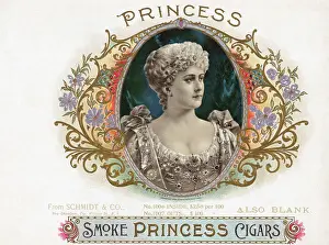 Cigar Box Prints: Princess Cigar Box W/ Woman & Flowers