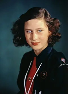 Teenage Girl Prints: Princess Margaret Rose Wearing Girl Guides Uniform