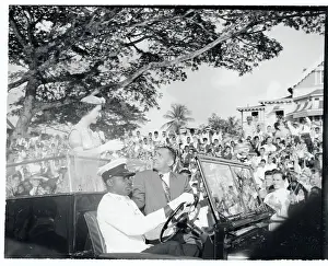 Port Of Spain Prints: Princess Margaret Waving to Crowds of Children