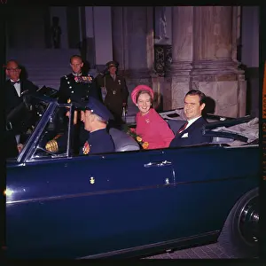 Princess Margrethe Riding in Car with Colleague