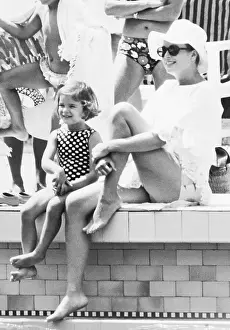 Princesses Grace and Stephanie Watching Swimming Races