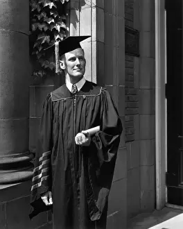 Graduation Prints: Princeton University Graduate in Gown and Mortarboard
