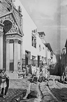 Print of Via della Fortuna in Pompeii