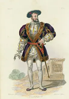 French Text Prints: Print Depicting a Full-Length Portrait of Francis I