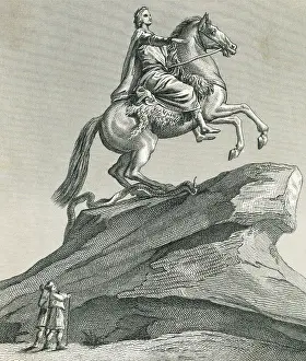 Color Print Prints: Print Depicting the Monument Peter the Great by Etienne Maurice Falconet