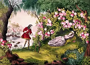 Print Depicting the Prince Discovering Sleeping Beauty