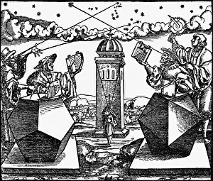 Scholar Prints: Print Depicting Scholars Using Astronomical and Surveying Instruments