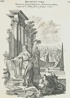Assyrian Prints: Print Depicting Semiramis with Blueprints