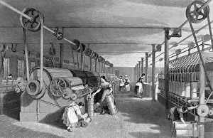 Print Depicting Workers at a Textile Factory