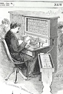 Calculator Prints: Print of a Man at an Electrical Tabulation Machine