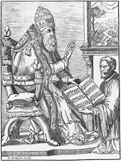 Sheet Music Prints: Print of Palestrina Showing Pope Julian III His New Mass