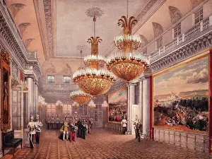 Opulence Prints: Print of Soldiers and Officials Inside the Winter Palace