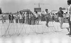 Limassol Prints: Prisoners On Food Line Behind Barbed Wir