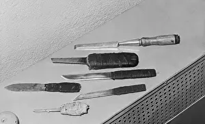 Trenton Prints: Prisoner's Knives Laid Out on Table