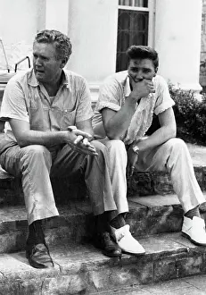 Mourning Prints: Private Elvis Presley Sits With Father