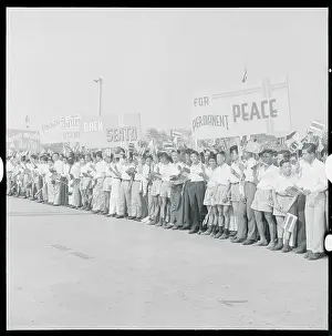 Bangkok Prints: Pro SEATO Demonstrators Holding Signs