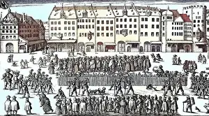 Dishes Prints: Procession of the butchers in Nuremberg