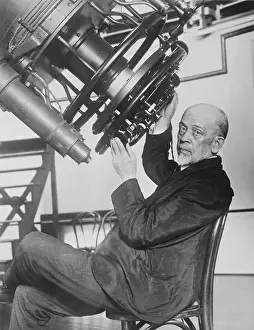 Professor Asaph Hall, Jr. Using Telescope