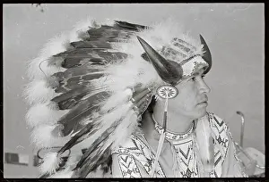 Profile of Chief Eagle Wearing Native Attire