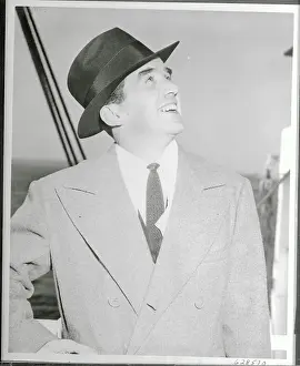 Edward R Prints: Profile of Edward R. Murrow Gazing Upwards from Liner