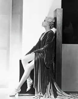 Profile of Joan Marsh Posing in Extravagant Evening Gown