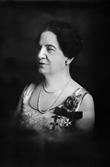 Profile Portrait of Magistrate Emily Murphy Wearing Pearls and Medals