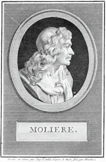 French Text Prints: Profile Portrait of Moliere