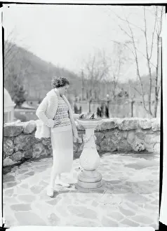 West Virginia Prints: Profile Pose of Mathilde McCormick Near Fountain