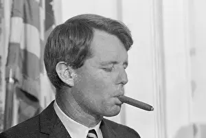 Garden City Prints: Profile of Robert F. Kennedy Smoking Cigar