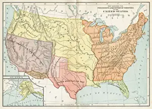 Progessive adquisition of territory by the United States map 1895