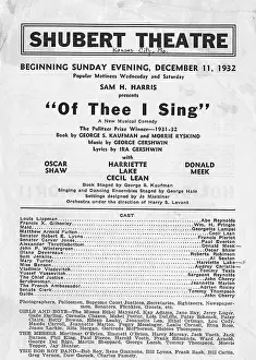 Title Page Prints: Program for Musical at Shubert Theatre