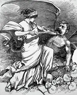Greed Prints: In Proper Hands at Last Political Cartoon by Charles Taylor