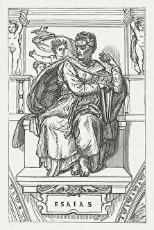 Images Dated 31st May 2014: Prophet Isaiah, by Michelangelo Buonarroti, wood engraving, published in 1881