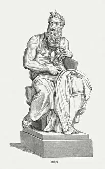 Images Dated 13th August 2015: The Prophet Moses by Michelangelo, published in 1878
