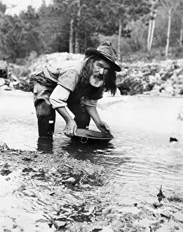 Squatting Prints: Prospector Panning for Gold