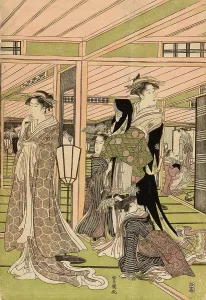 Apartments Prints: Prostitution, the parlour of a brothel in the pleasure quarter