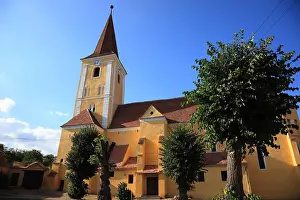Castles Prints: Protestant church, built in 1238 as a three-nave Romanesque basilica with a west tower