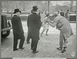 Protester Pretending to Bow and Plea to Parliament Members