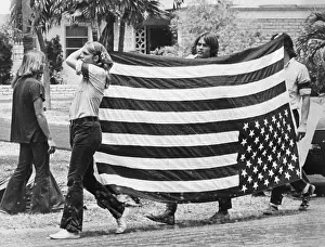 Student Prints: Protesters Carry US Flag Upside Down