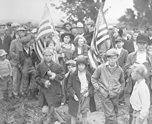 Poor Person Prints: Protesters Carrying American Flags