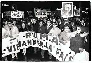 Protesters Hold Signs Air During Anti-Vietnam War Protest