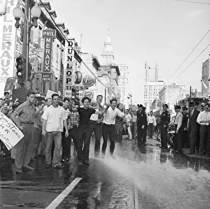 Fire Hose Prints: Protesters Being Sprayed With Fire Hose