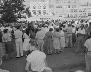 Little Rock Prints: Protesters Standing in Front of Little Rock School