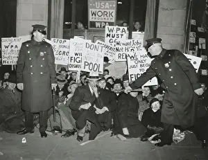 Sit In Prints: Protesters Against WPA Job Cuts with Police