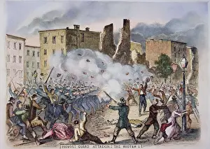Club Prints: Provost Guards Attacking the Rioters Woodcut Color Print