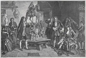 Prussian King and Staff Gazing at Sculptor