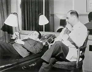 Psychiatry Prints: Psychiatrist Conducting Psychoanalysis on a Patient