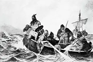 Viking Prints: Ptg. Of L. Eriksson Off The Coast