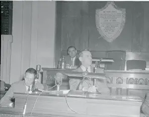 Folsom Prints: Publisher James Mills Speaking at Podium on Racial Problems