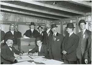 Publisher William Randolph Hearst Casting His Ballot for Mayor